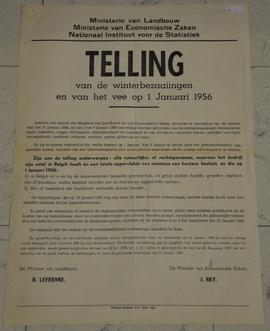 Bericht aan de bevolking i.v.m. de telling van de winterbezaaiingen en van het vee op 1 januari 1956